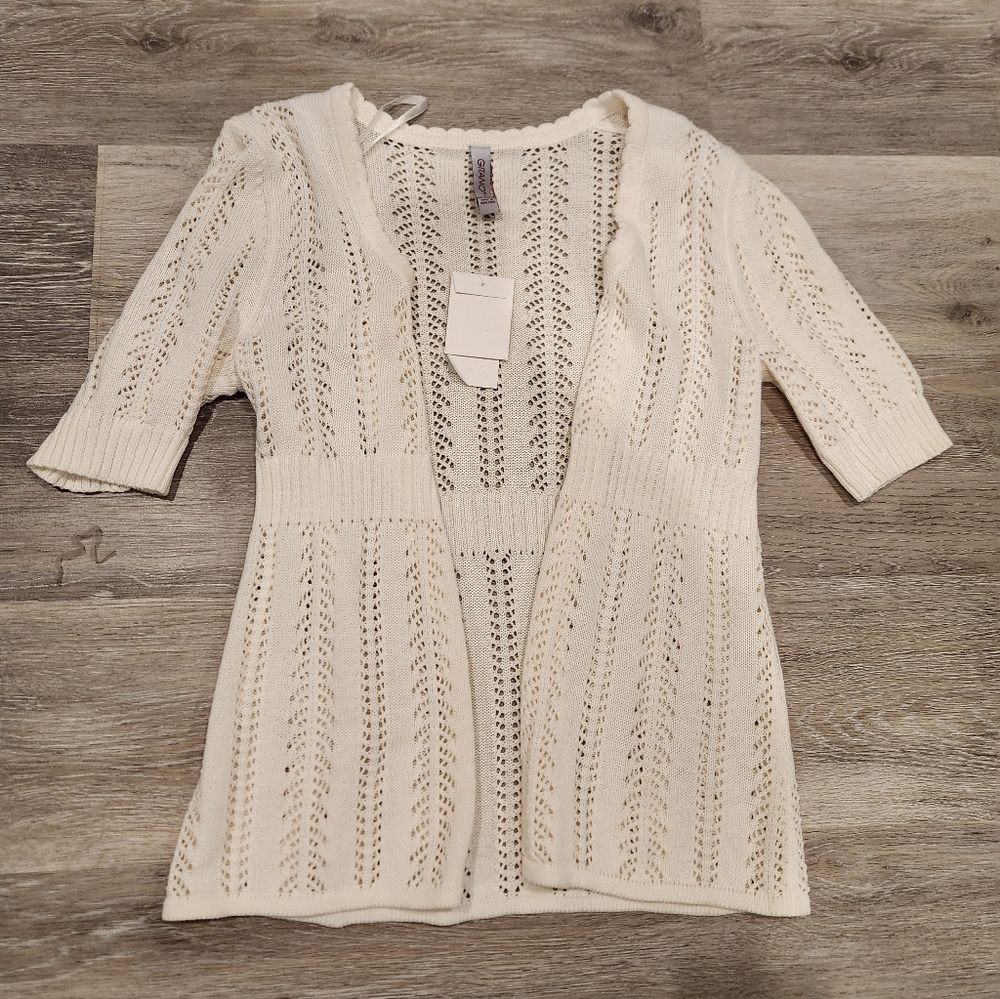 Gitano Ivory Knit Sweater - 100% Cotton - Size S - Button Up Sweater - NWT
